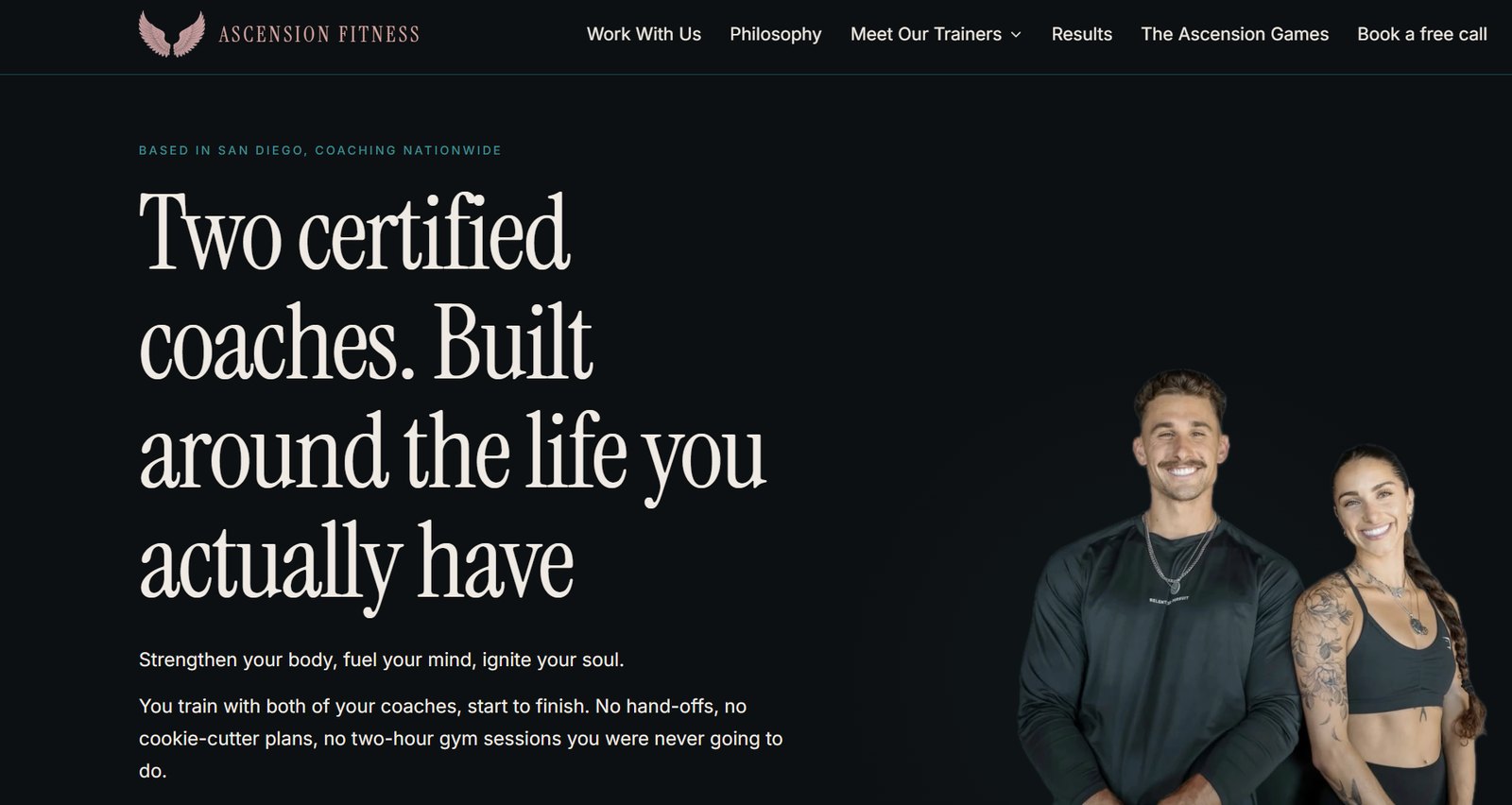 Ascension Fitness homepage screenshot